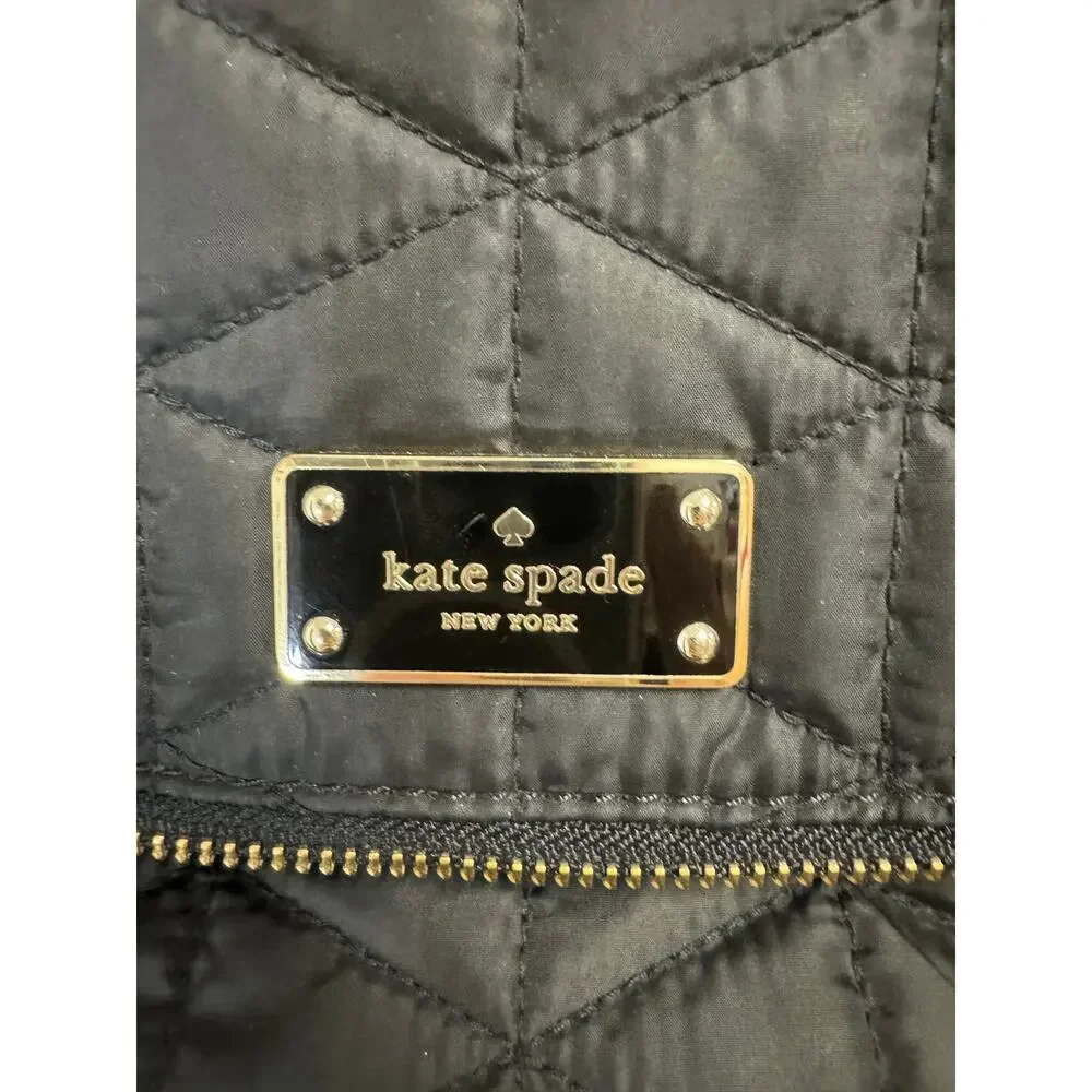 Kate Spade Black Polyester ‎ Quilted Shoulder Crossbody Bag Purse Designer